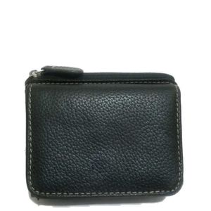 Mundi Black Pebbled Leather Tri-fold Wallet